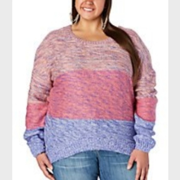 Rue21 Sweaters - Rue21 Plus Pink Space Dye Ombre High Low Sweater